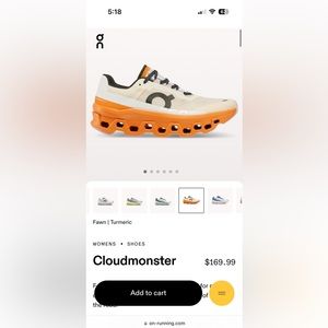 On Cloud Cloudmonster in Fawn/Turmeric Color